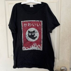 Black t-shirt with Japanese design on front